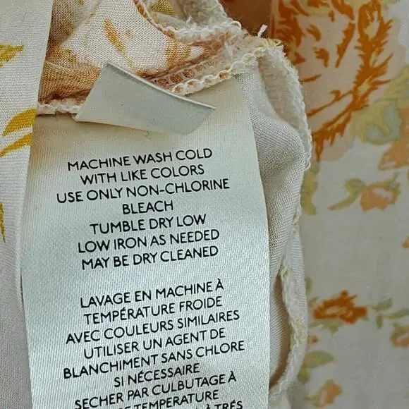 Free People Floral Tunic Top Size Small Ruffles Pockets Feminine Boho Romantic - Picture 12 of 13